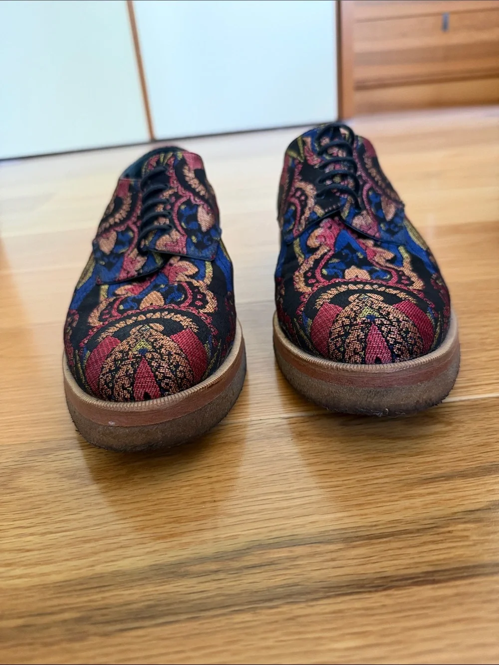 Dries Van Notten jacquard printed oxfords platforms 7.5/37.5 made in Italy